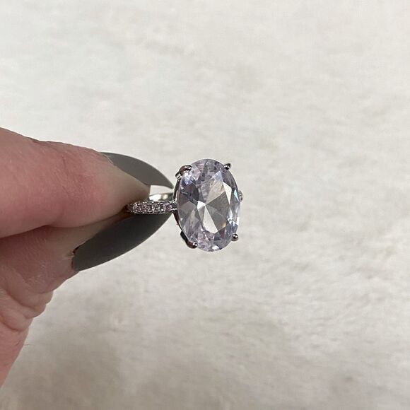 The Standing Ovation 5 ct Oval Cut White Sapphire 925 Silver ring size 8 - Picture 13 of 14